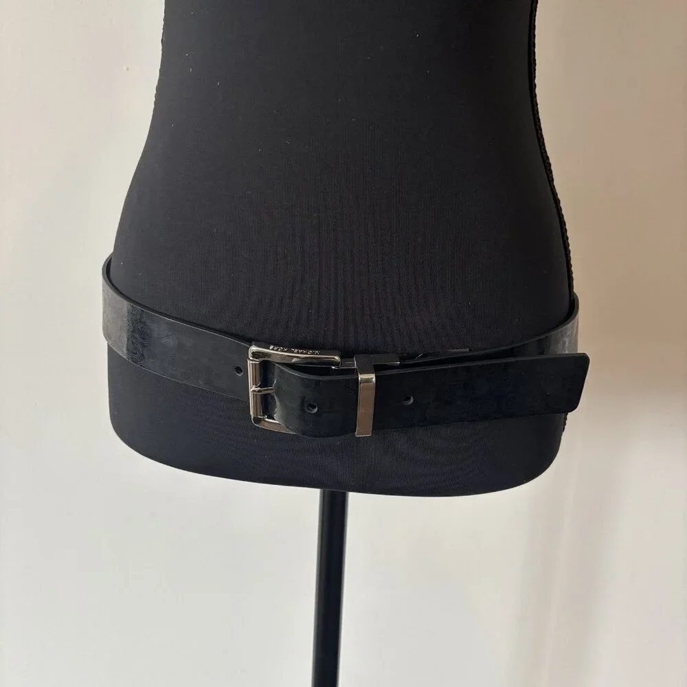 Michael Kors‎ Women's Black MK Monogram Synthetic Belt Size Medium Casual